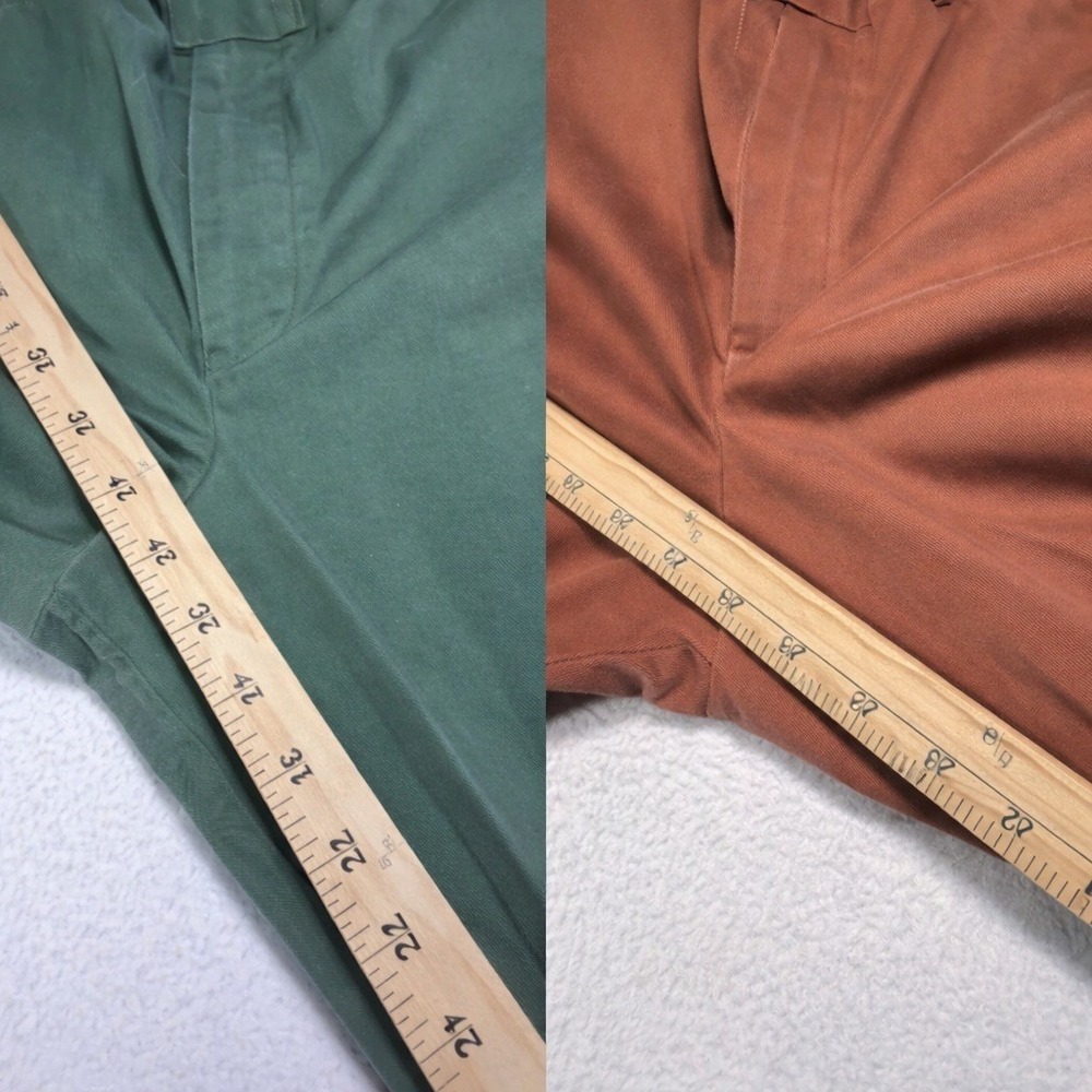 Lot of 2 Pairs Charles Tyrwhitt Stretch Chino Pants 38 Green Terra Cotta Cotton - Picture 6 of 14